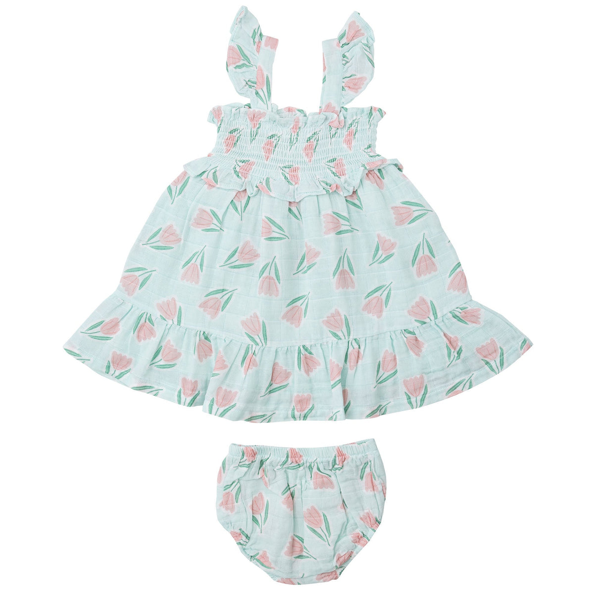 Smocked Ruffle Sundress & Diaper Cover - Tulips - HoneyBug 