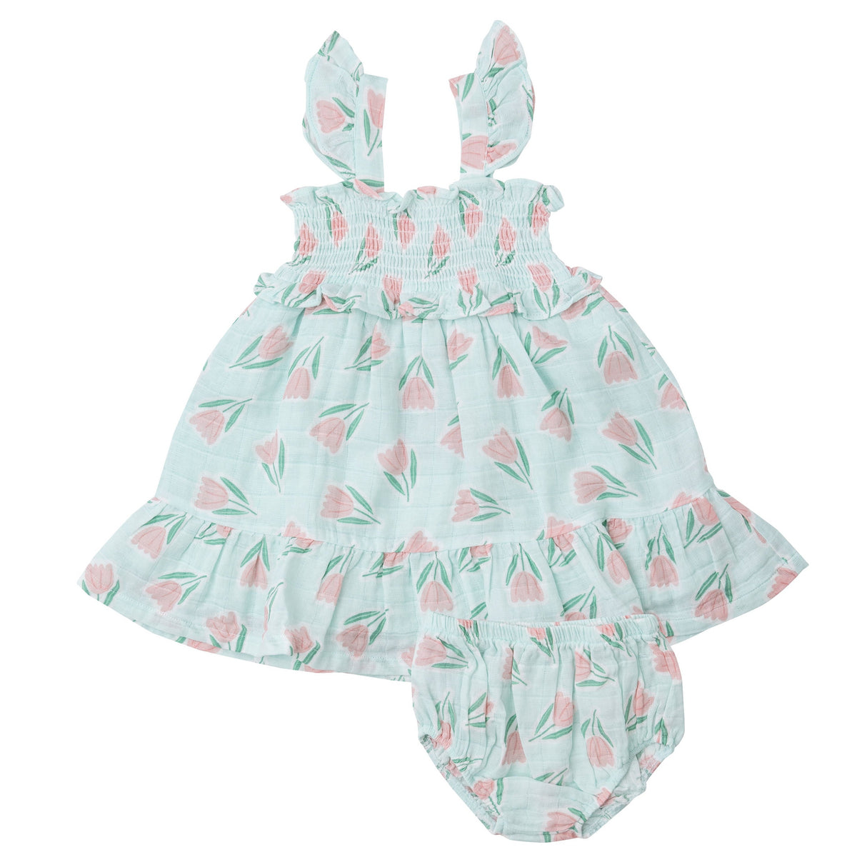 Smocked Ruffle Sundress & Diaper Cover - Tulips - HoneyBug 