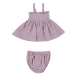 Smocked Top  & Bloomer - Dusty Lavender Solid Muslin - HoneyBug 