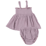 Smocked Top  & Bloomer - Dusty Lavender Solid Muslin - HoneyBug 