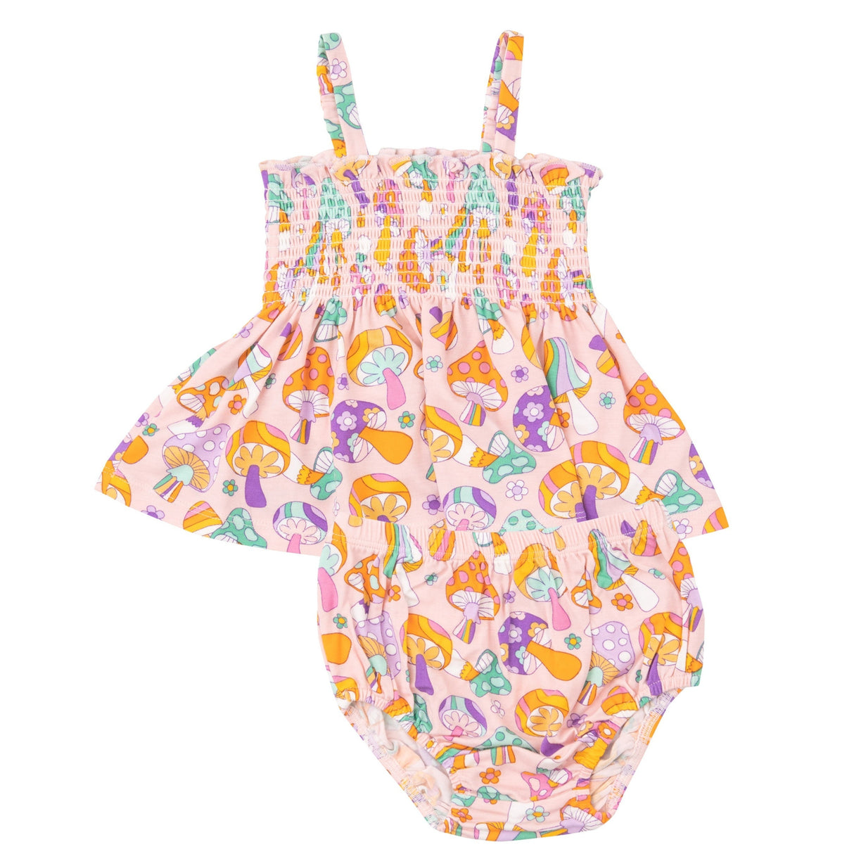 Smocked Top  & Bloomer - Flower Power Mushrooms - HoneyBug 