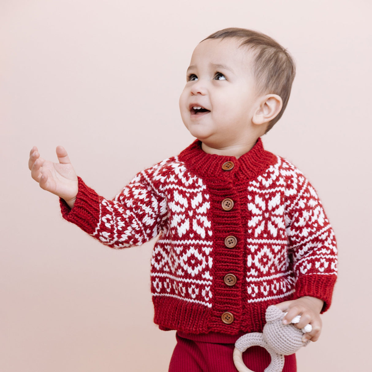 Snowflake Cardigan - Red - HoneyBug 