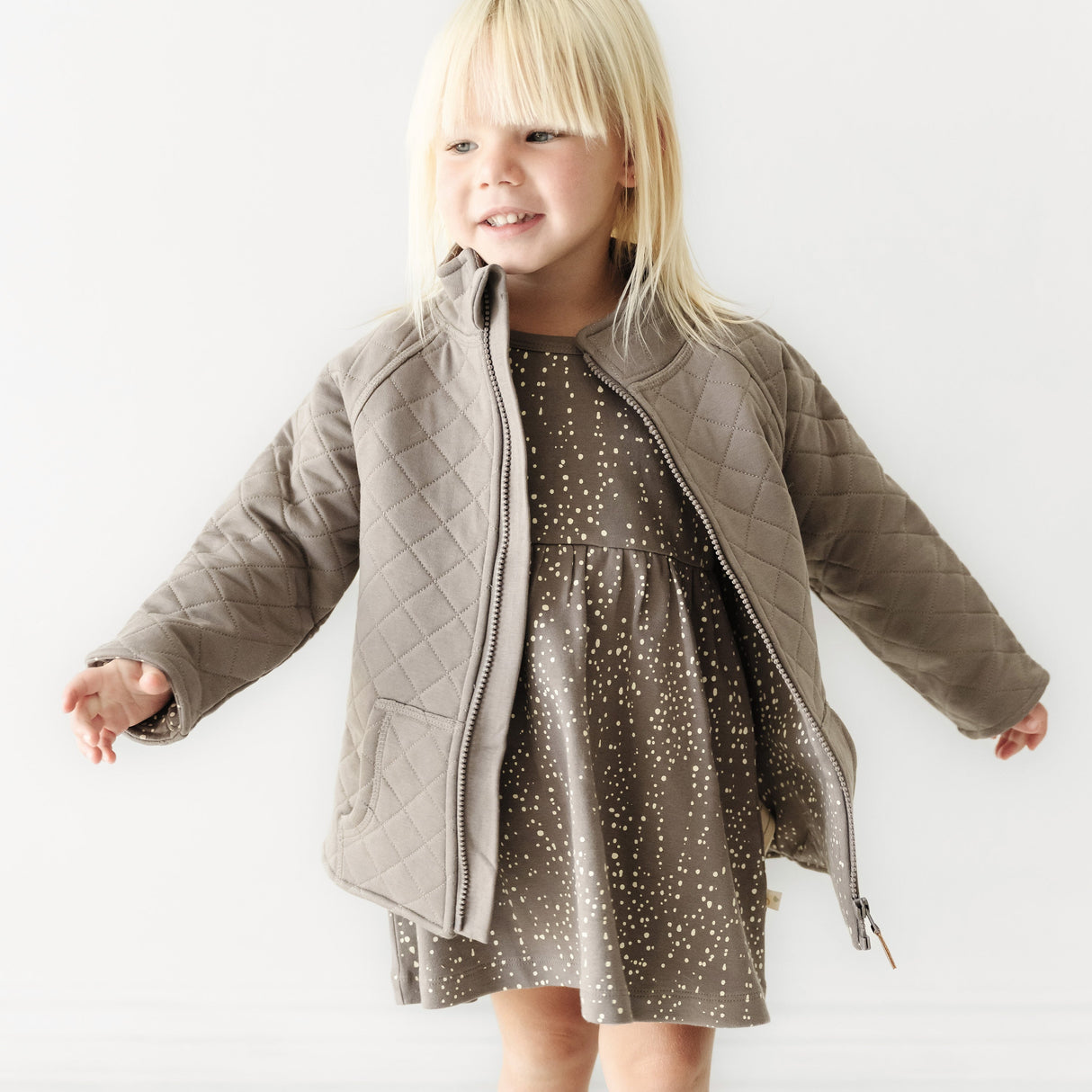 Organic Kids Merino Wool Zip Jacket - Truffle