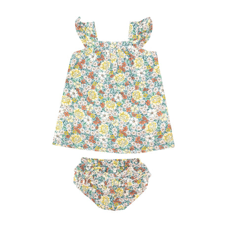 Sundress & Diaper Cover - Golden Peony Floral - HoneyBug 