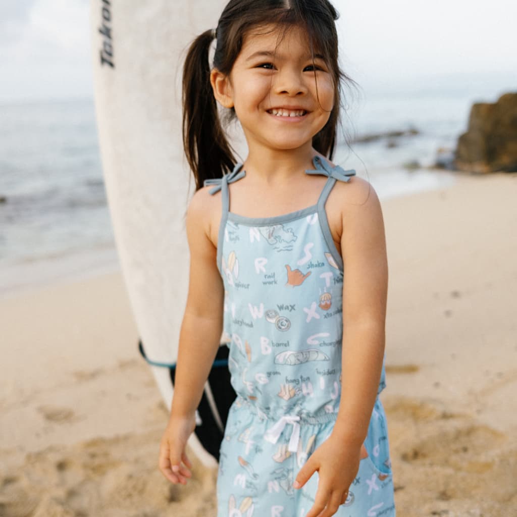 Surfing ABCs Girl Shortie Bamboo Romper