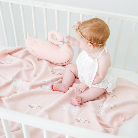 Organic Cotton Blanket Swan - HoneyBug 