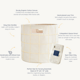 Handmade Canvas Storage Basket Mesh Lace - Oat