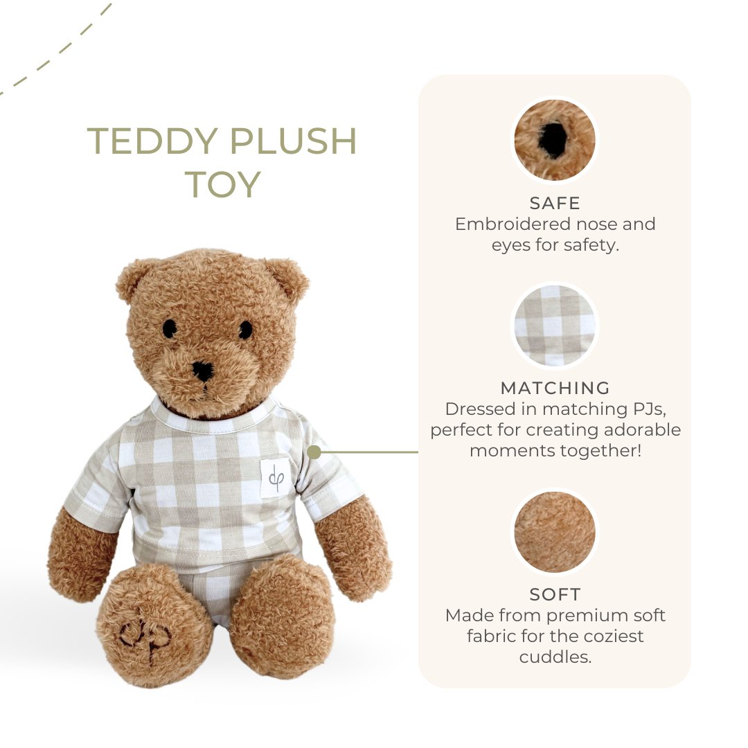 Teddy Plush Toy: Gingham - HoneyBug 