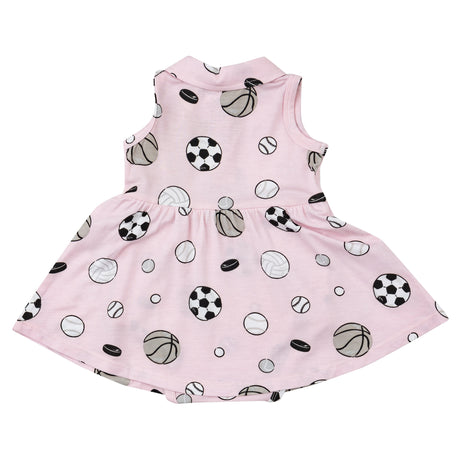 Tennis Tank Bodysuit Dress - Sports Ball Pink - HoneyBug 