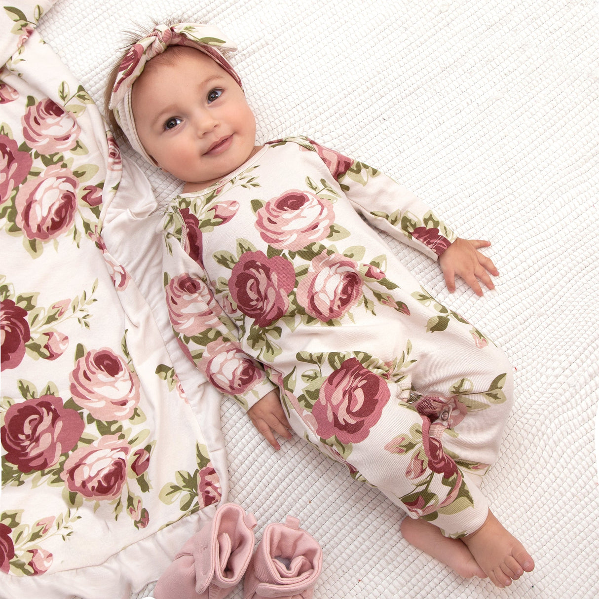 Cabbage Rose Girl's Romper