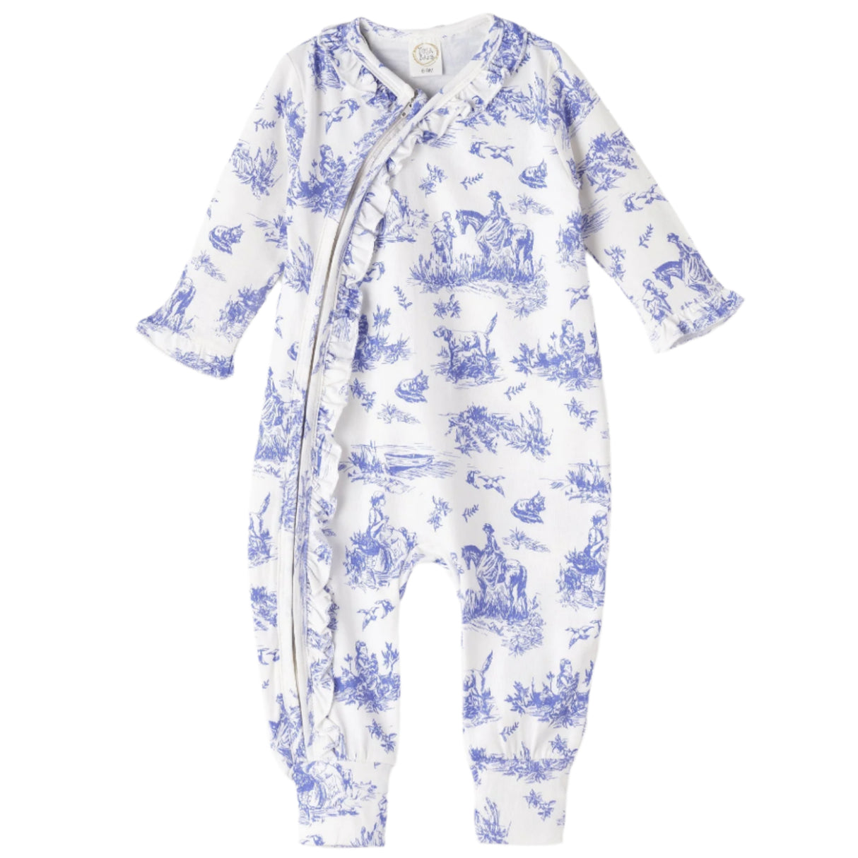 Toile de Jouy Bamboo Zipper Romper - HoneyBug 
