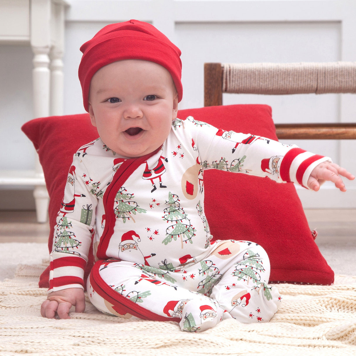 Christmas Santa Bamboo Zipper Romper - HoneyBug 