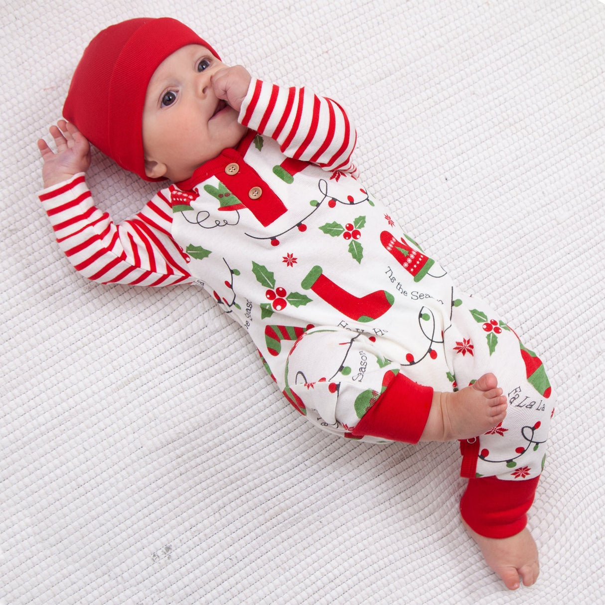 Tis The Season Henley Bamboo Romper - HoneyBug 