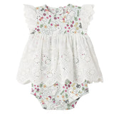 Bunny Garden Eyelet Skirted Bodysuit – Baby Girl One-Piece