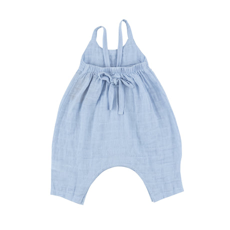 Tie Back Romper - Dusty Blue Solid Muslin - HoneyBug 