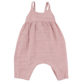 Tie Back Romper - Dusty Pink Solid Muslin - HoneyBug 