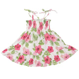 Tie Stap Smocked Sun Dress - Hibiscus