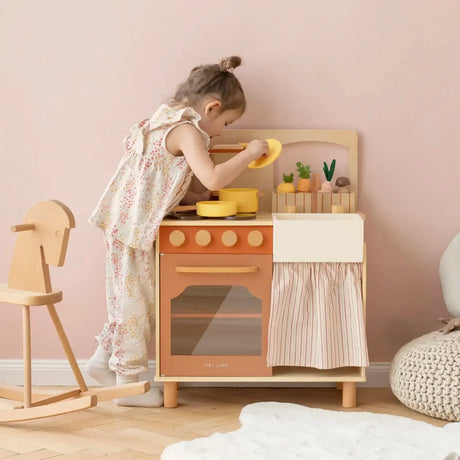 Tiny Land® Modern & Versatile Wooden Kids Play Kitchen - HoneyBug 