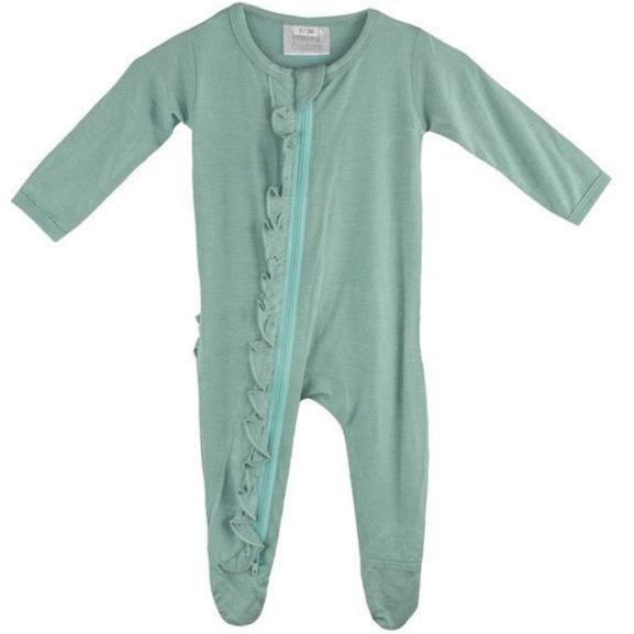 Ruffle 2 Way Zip Romper - Turquoise