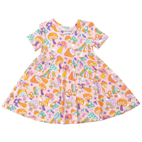 Twirly S/S Dress - Flower Power Mushrooms - HoneyBug 