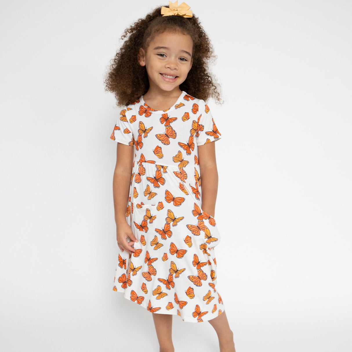 Twirly S/S Dress - Mariposa Monarca - HoneyBug 