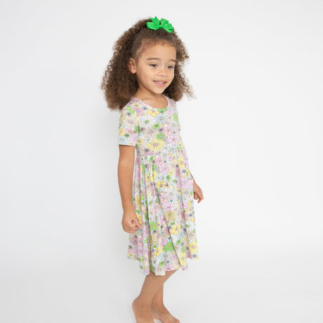 Twirly S/S Dress - Mixed Retro Floral - HoneyBug 