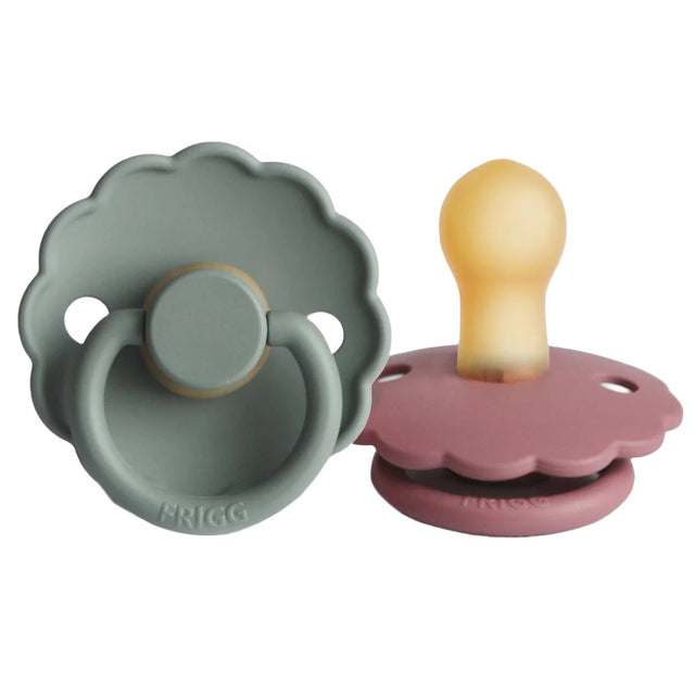FRIGG Daisy Natural Rubber Pacifier 2-Pack - Cedar/Lily Pad - HoneyBug 