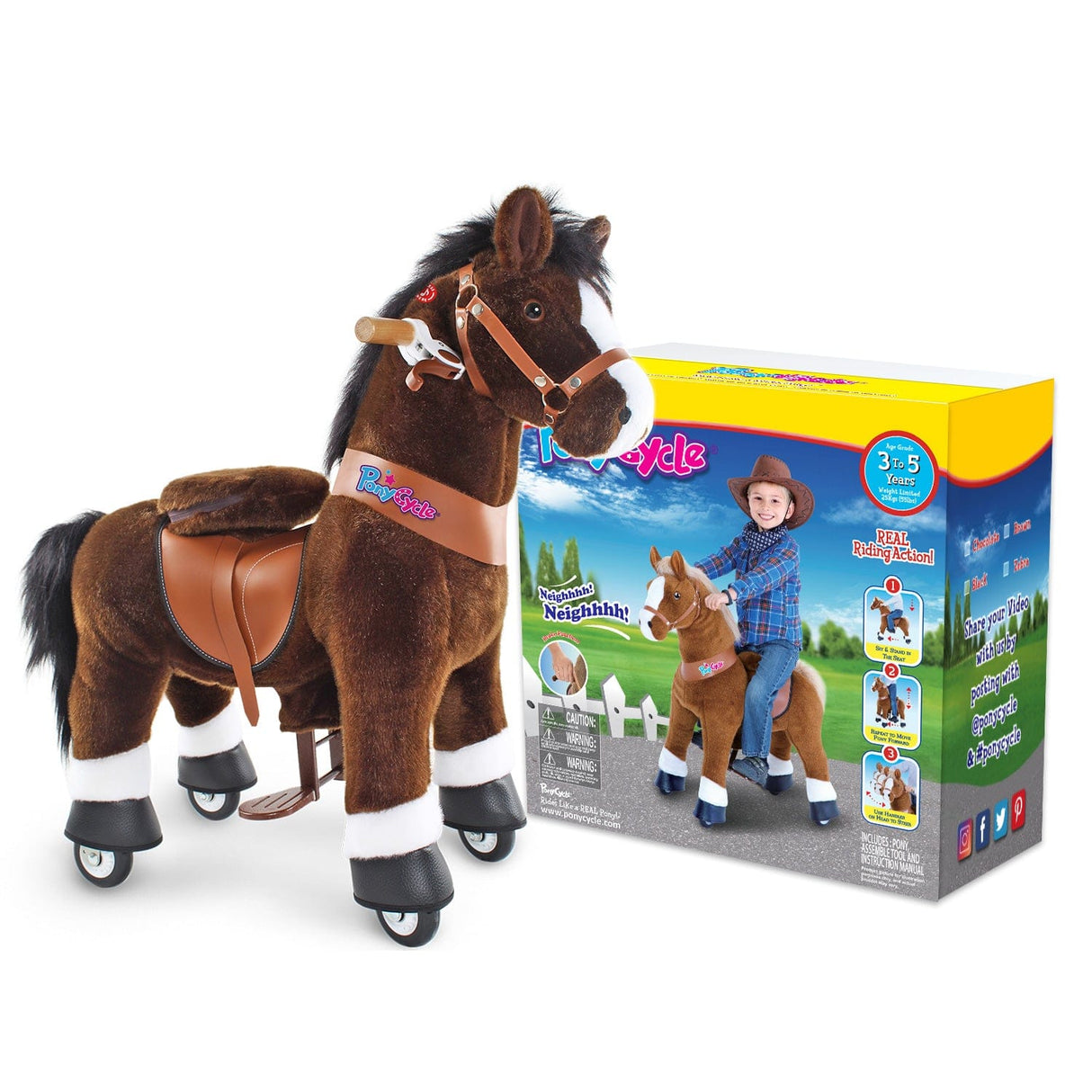 Model U Ride On Horse Toy Age 3-5 Chocolate - HoneyBug 