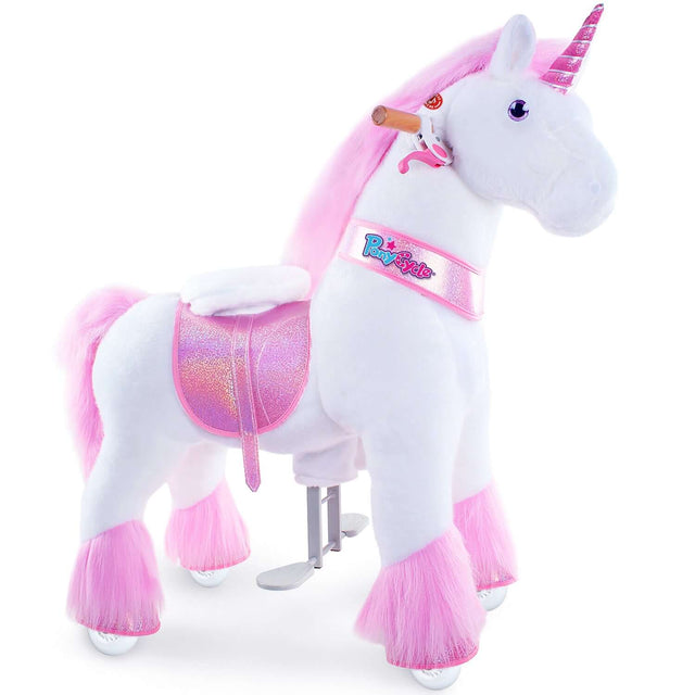 Model U Ride-On Plush Unicorn Age 4-8 Pink - HoneyBug 