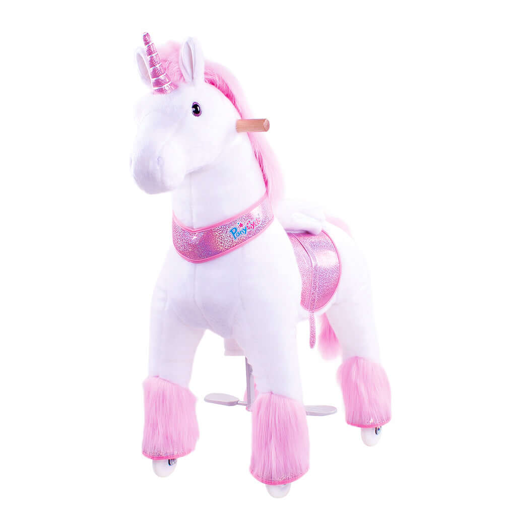 Model U Ride-On Plush Unicorn Age 4-8 Pink - HoneyBug 