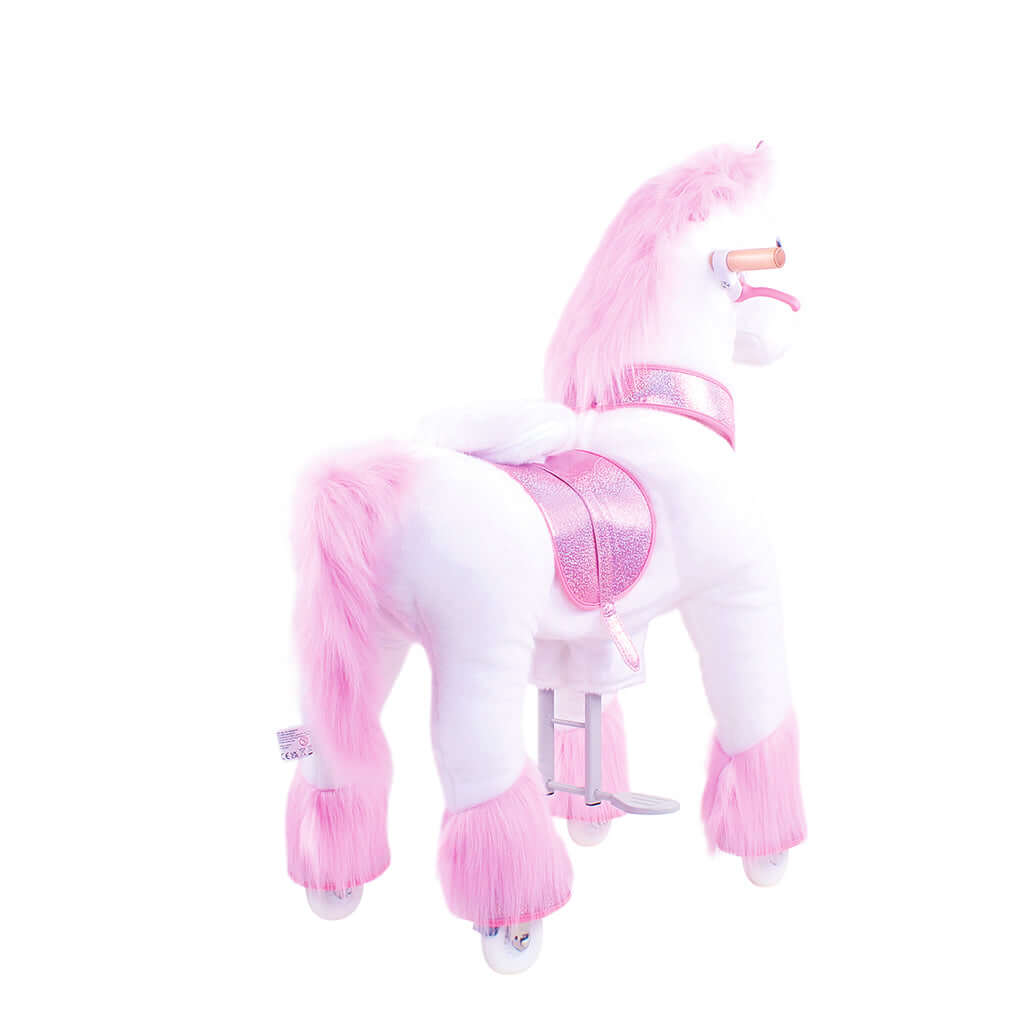 Model U Ride-On Plush Unicorn Age 4-8 Pink - HoneyBug 