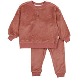 Velour Henley Set- Dusty Rose