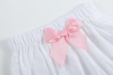White and Pink Cross Smocked Dress and Bloomer Set