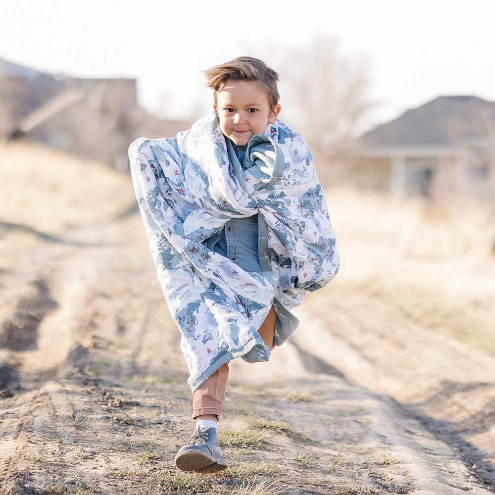 World Map + Someday Oh So Soft Muslin Super Snuggle Blanket