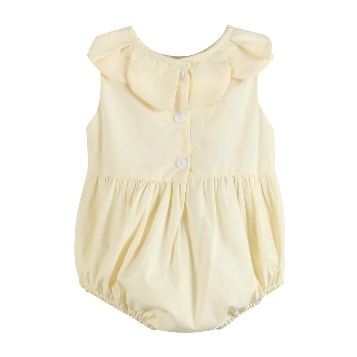 Yellow Petal Collared Smocked Bubble Romper
