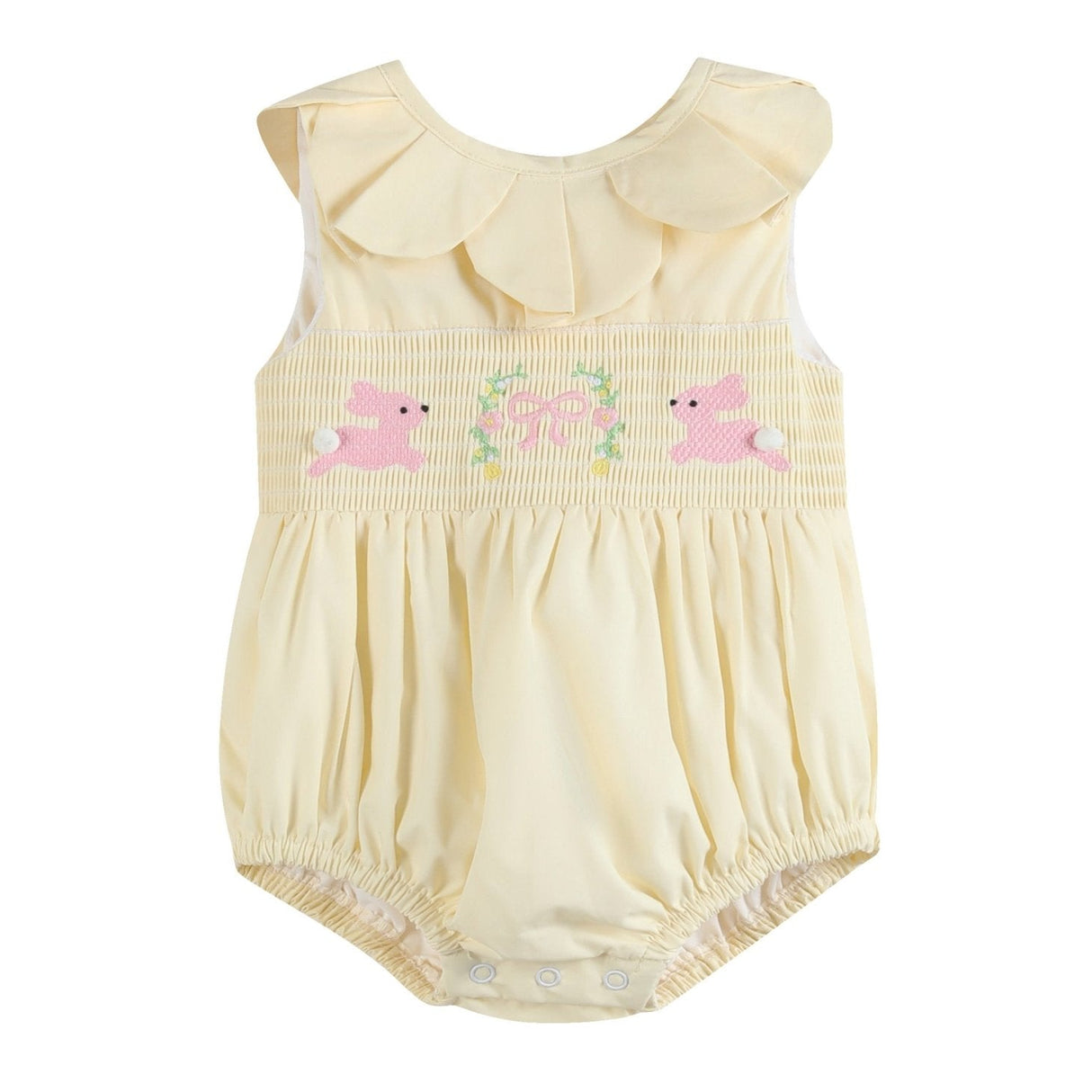 Yellow Petal Collared Smocked Bubble Romper