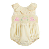 Yellow Petal Collared Smocked Bubble Romper