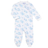 Blue Toile Zipper Footie - HoneyBug 
