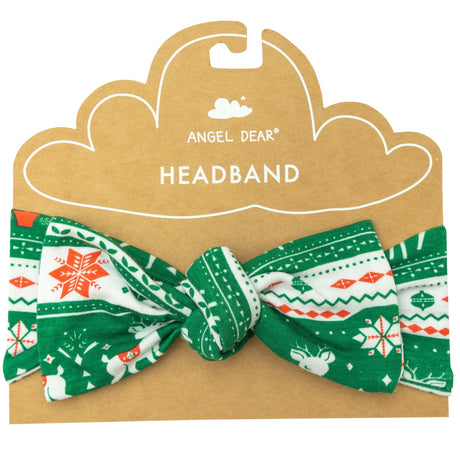 Headband - Vintage Deer Fair Isle (Jolly Green) - HoneyBug 