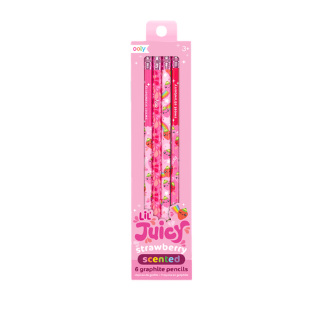 Lil Juicy Scented Graphite Pencils - Strawberry (set of 6) - HoneyBug 