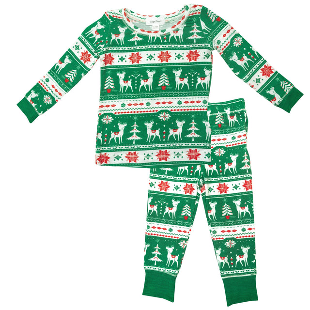 Lounge Wear Set - Vintage Deer Fair Isle (Jolly Green) - HoneyBug 