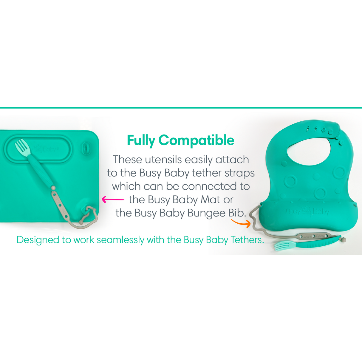 Busy Baby Bungee Bib & Utensil Set - HoneyBug 