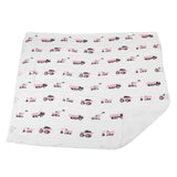 Pink Digger and White Bamboo Muslin Newcastle Blanket - HoneyBug 