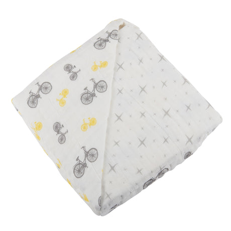 Vintage Bicycle and Northern Star Bamboo Muslin Newcastle Blanket - HoneyBug 