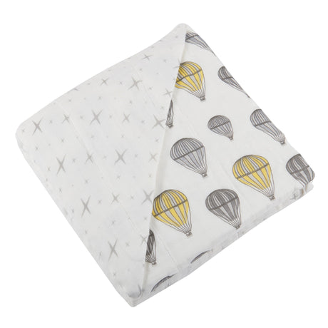 Hot Air Balloon and Northern Star Bamboo Muslin Newcastle Blanket - HoneyBug 