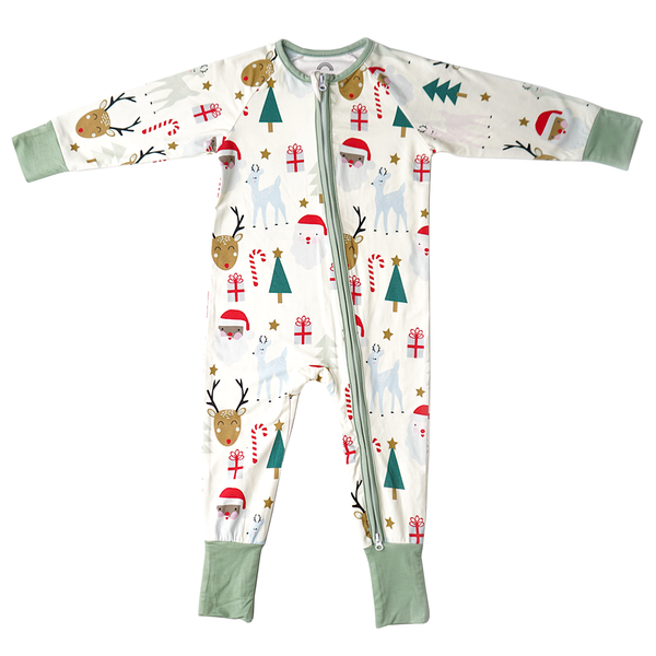 Santa and Friends Bamboo Romper - HoneyBug 