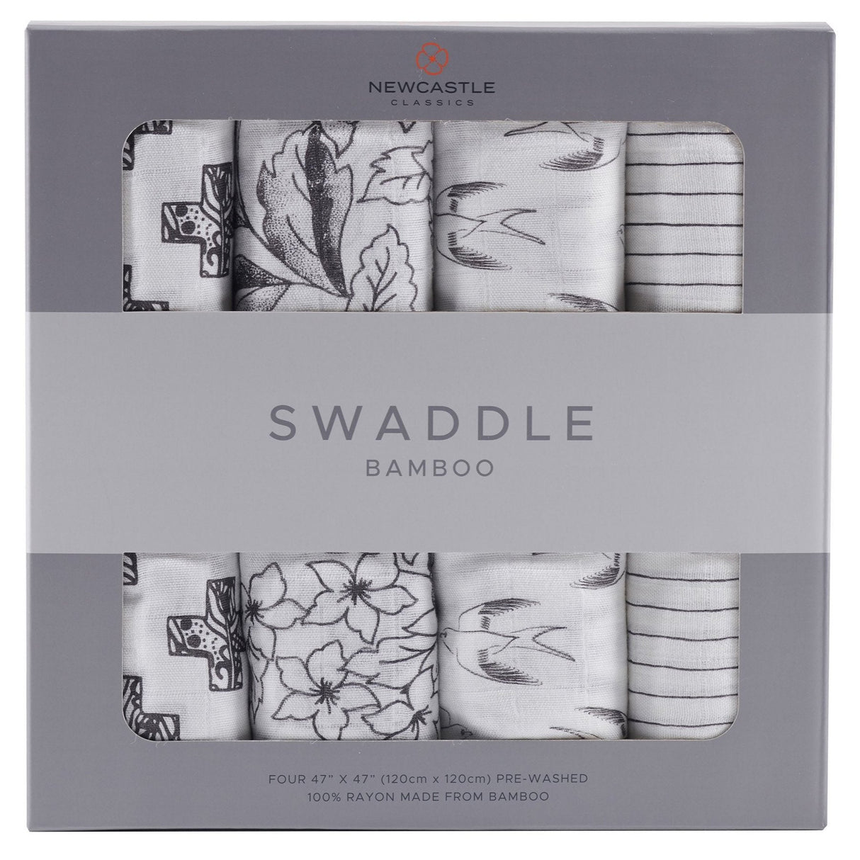 Monochrome Bamboo Muslin Swaddle 4PK - HoneyBug 