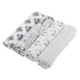 Monochrome Bamboo Muslin Swaddle 4PK - HoneyBug 