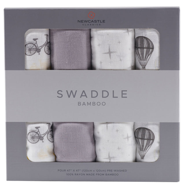 Traveler Bamboo Muslin Swaddle 4PK - HoneyBug 