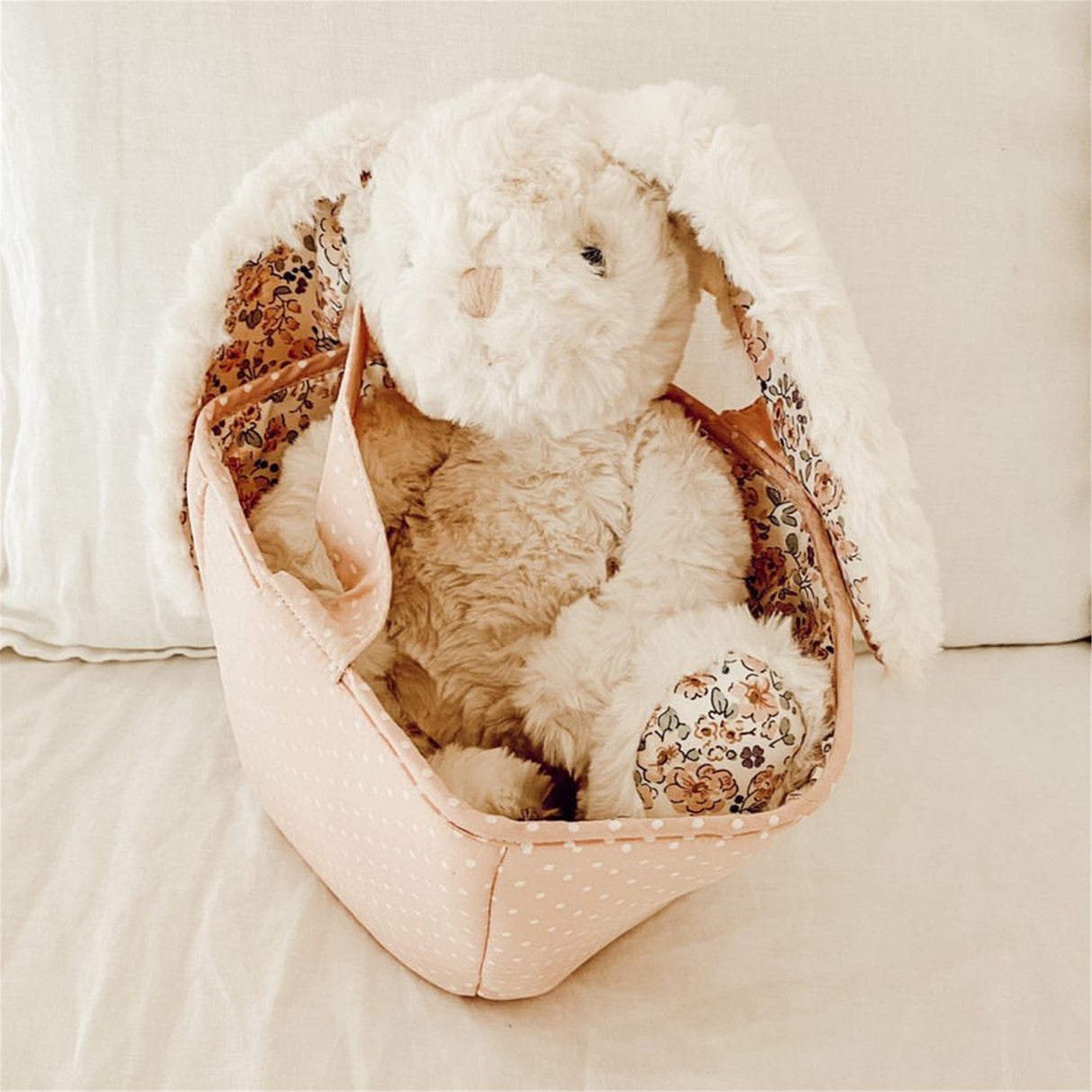 'Faith' Cream Floral Bunny Plush Toy - HoneyBug 